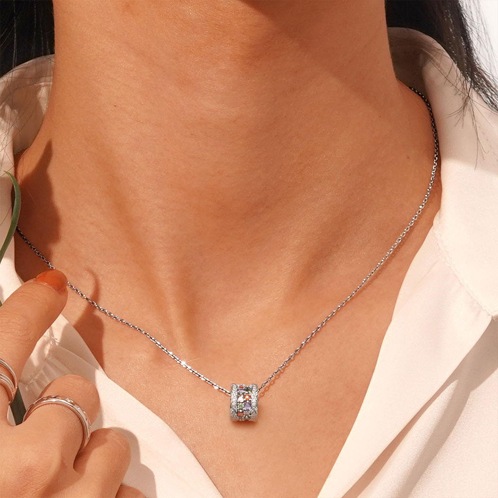 Gnoce Colorful Gemstone Infinite Love Pendant Necklace_5