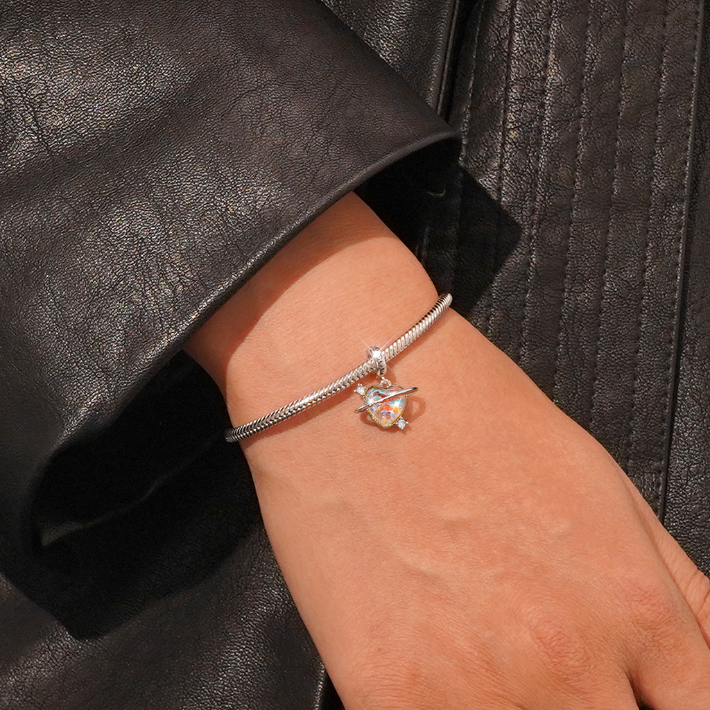 Gnoce Planet Heart Pendant Dangle Charm_7