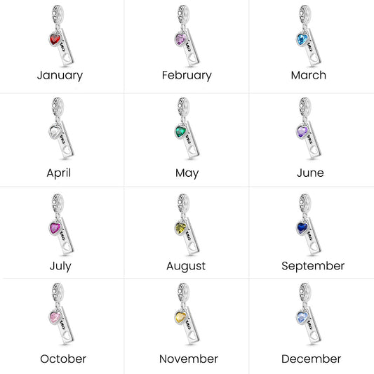 Gnoce Engravable Tag Heart Birthstone Pendant Dangle Charm_7