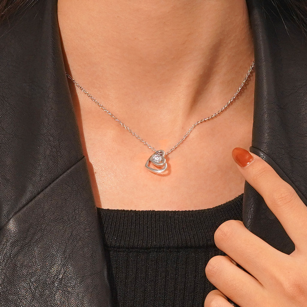 Gnoce Valentine's Day Gift Double Love Engravable Necklace_7