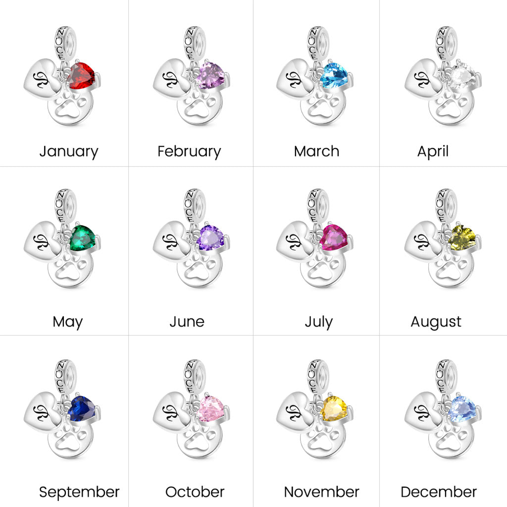 Gnoce Personalized Initial Letter Pet Love Birthstone Pendant Dangle Charm_7