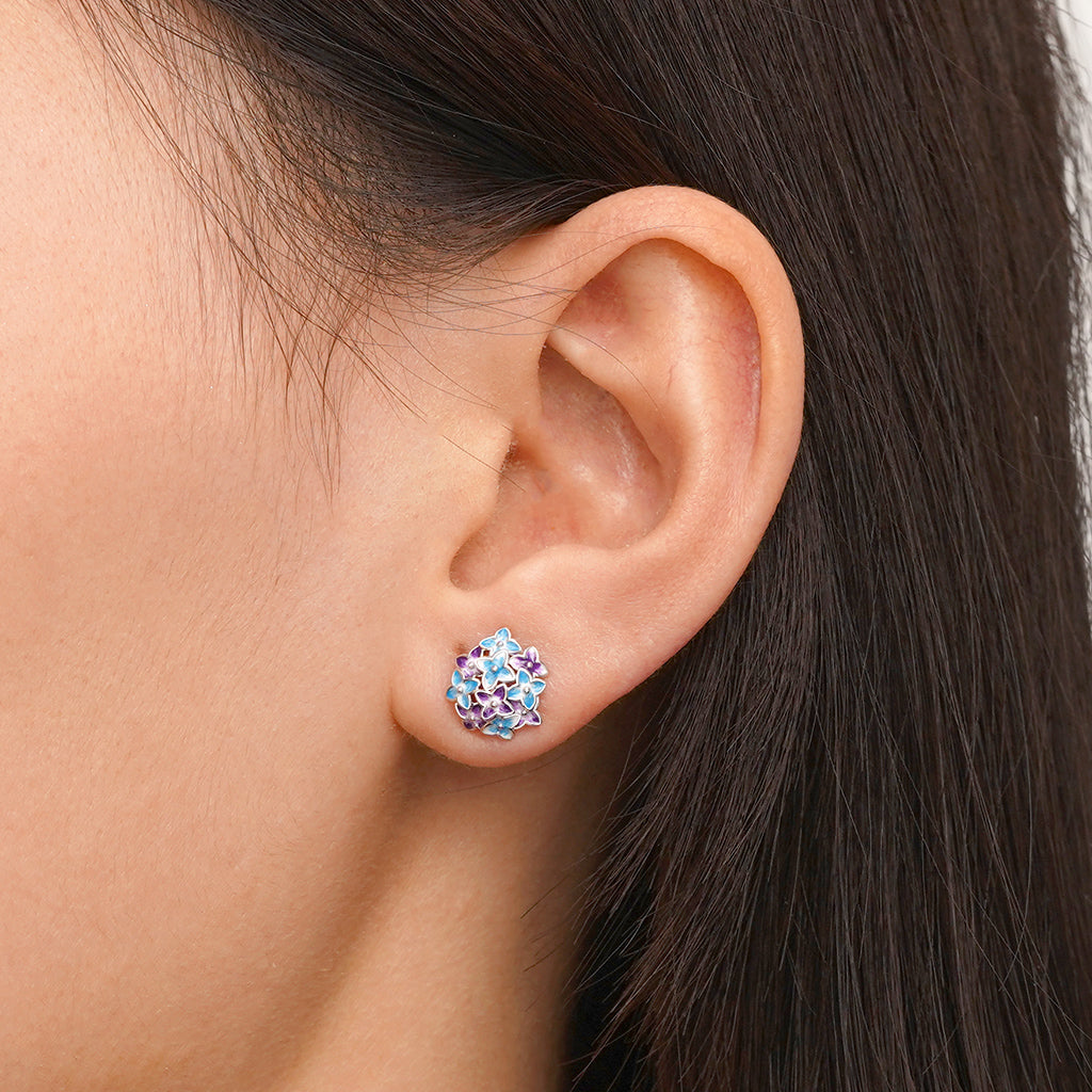 Gnoce Birthday Flower Series Hydrangea Stud Earrings_5