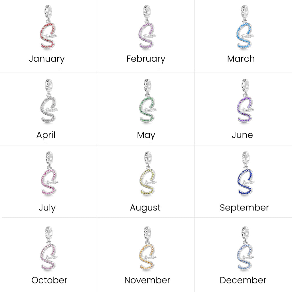 Gnoce Engravable Name Birthstone Pendant Dangle Charm_7