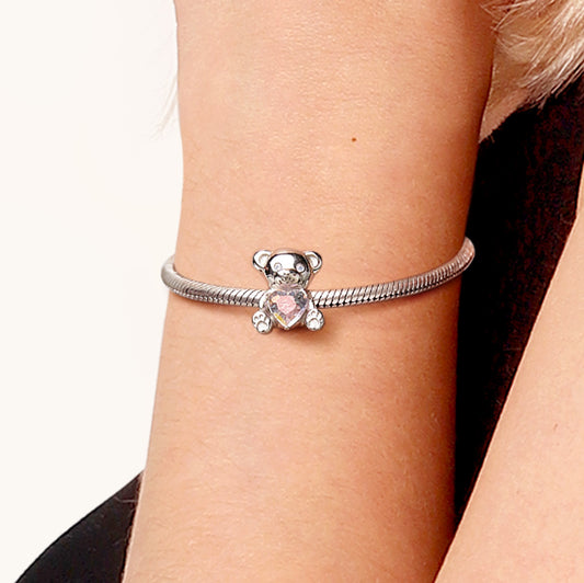 Gnoce "I Love U" Little Bear Embraces Heart Charm_4