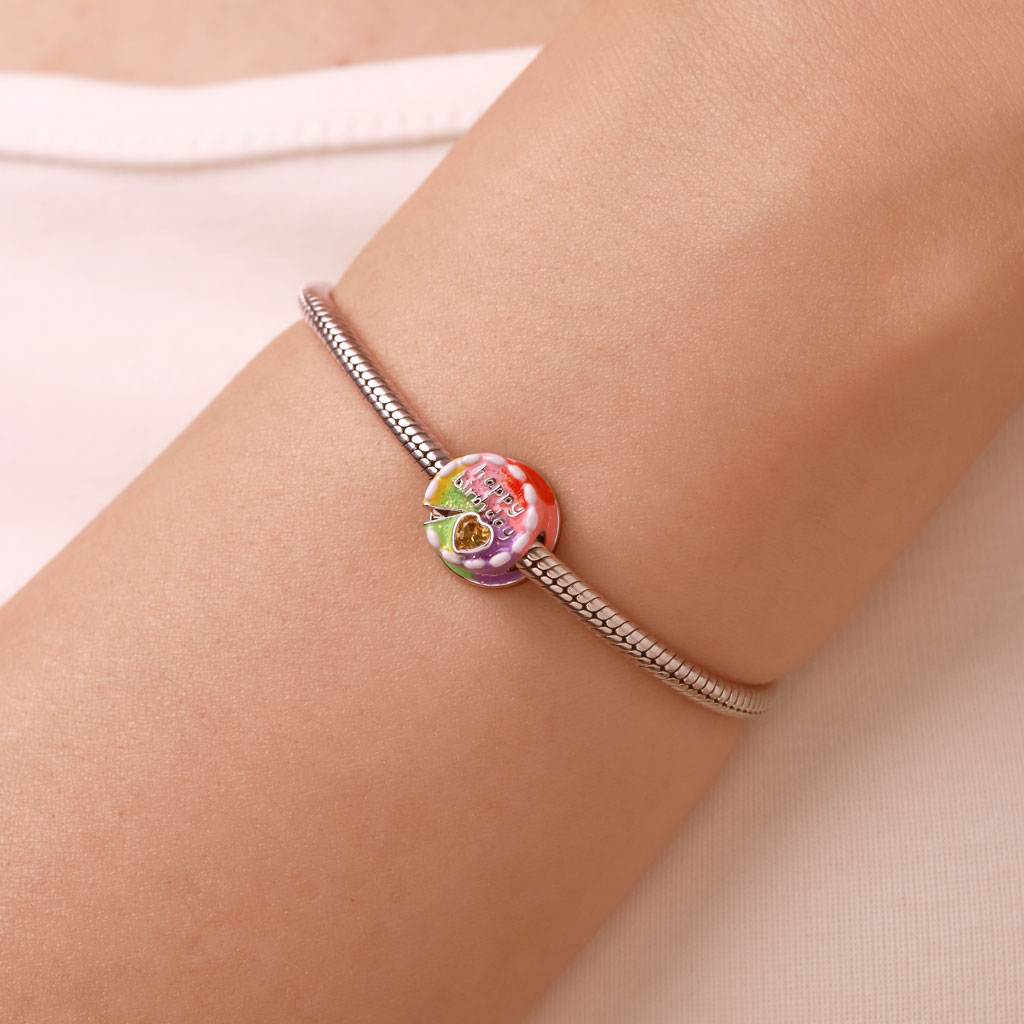 Gnoce Engravable Sterling Silver Happy Birthday Cake Charm_6