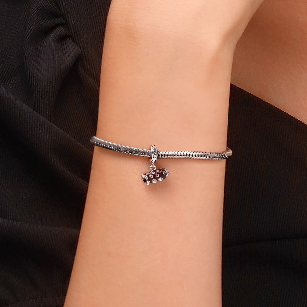 Gnoce Caterpillar Chocolate Swiss Roll Cake Pendant Dangle Charm_6