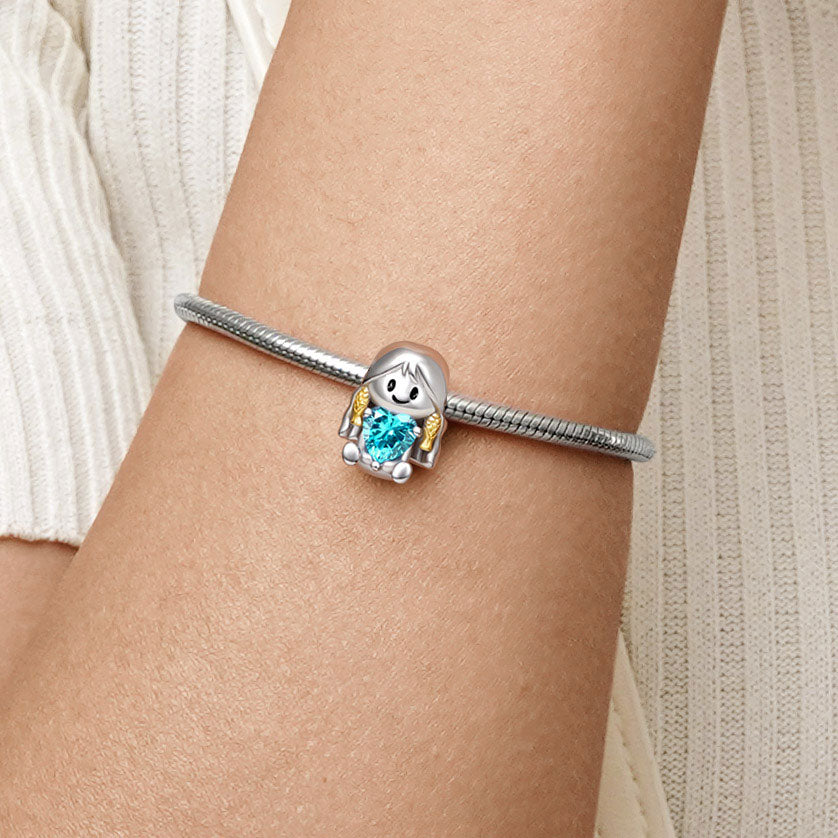 Pisces Constellation Embraces Heart Gemstone Charm Bead 925 Sterling Silver_5