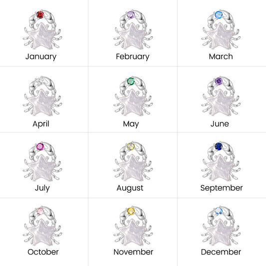 Gnoce Irregular Pearl Crab Star Birthstone Stopper Charm_7