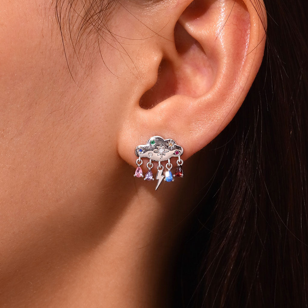 Gnoce Cloud Raindrop Birthstone Stud Earrings_6