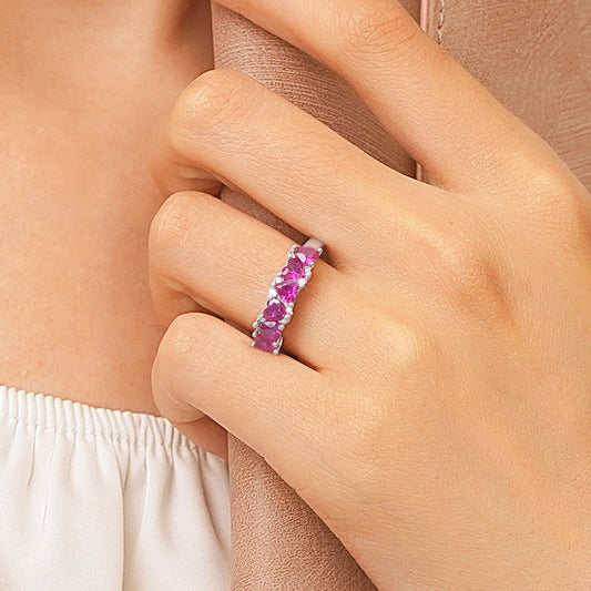 Gnoce Vintage Eternity Heart Shape Pink Band Ring_5