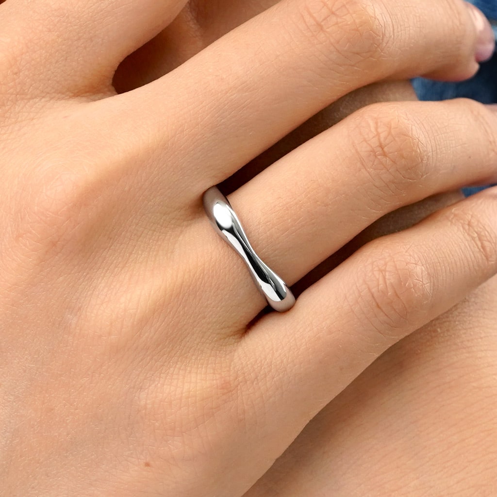 Gnoce Sterling Silver Curved Notched Band Ring_5
