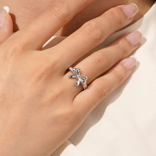 Gnoce Sterling Silver Diamond Bow Ring_5