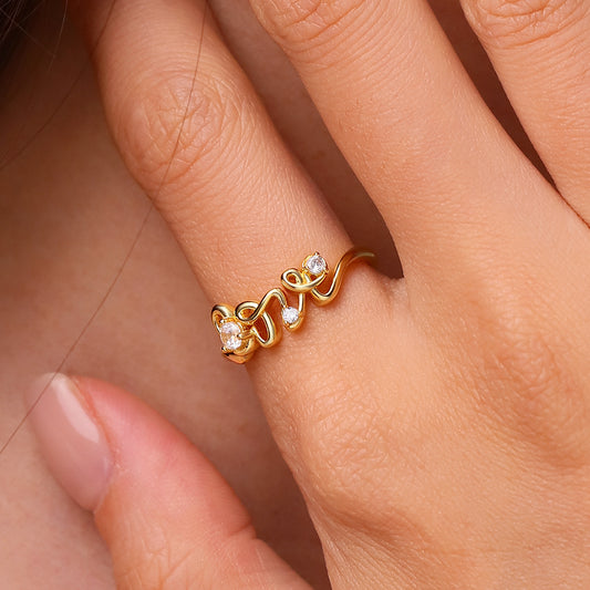 Gnoce 18K Gold Plated Diamond Love Ring_5