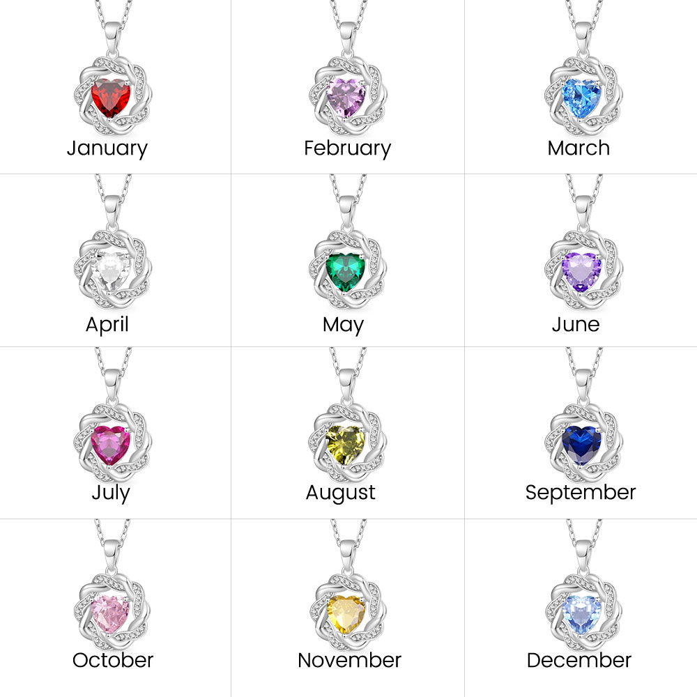 Gnoce Circle of Gratitude Diamond Heart Birthstone Necklace_5