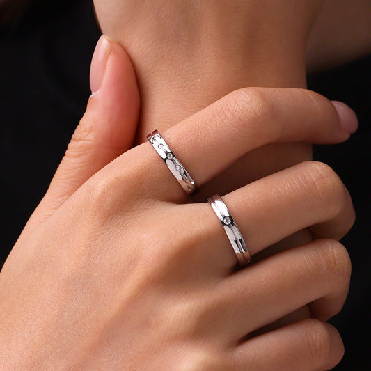 Gnoce Rose Gold Starry Couple Rings_5