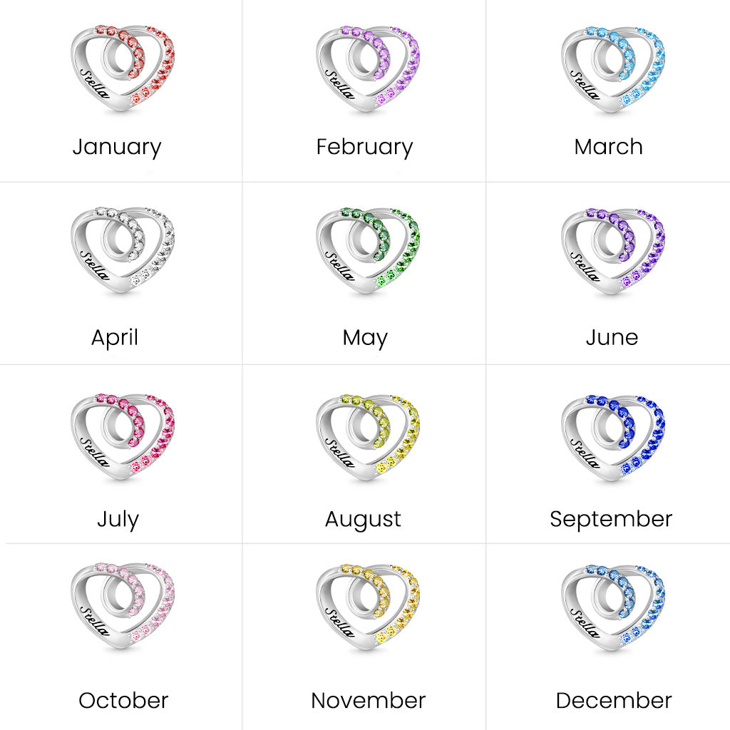 Gnoce Wrap Heart Engravable Birthstone Charm_7