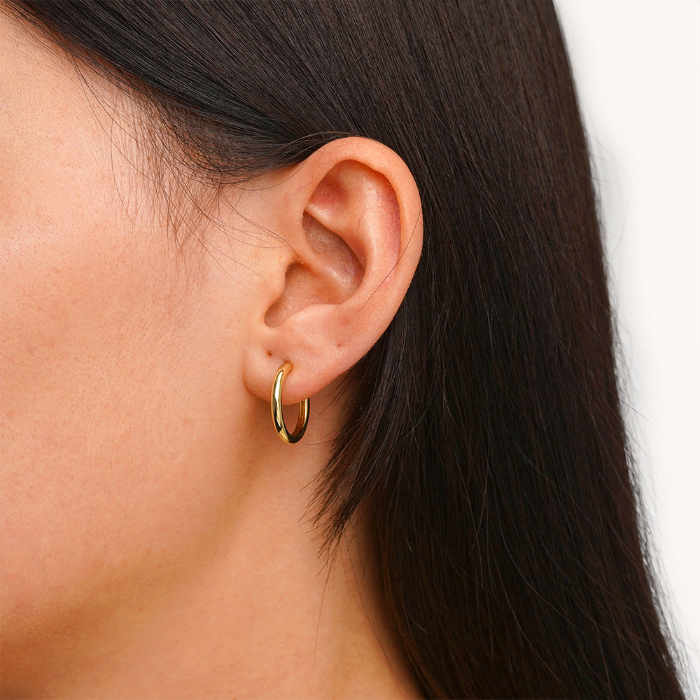 Gnoce Warm Brushed Round Tube Hoop Earrings_6