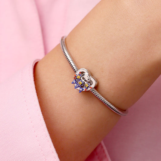 Gnoce Peanuts 'Flowers for Mom' Snoopy Heart Personalized Photo Charm_5