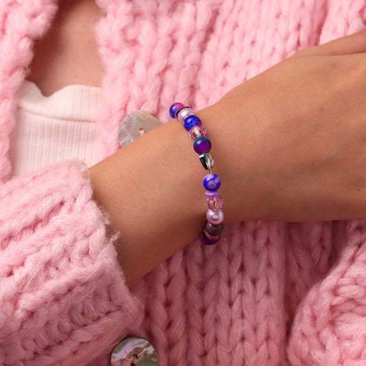 Gnoce Crystal Purple Glass DIY Beaded Bracelet_6