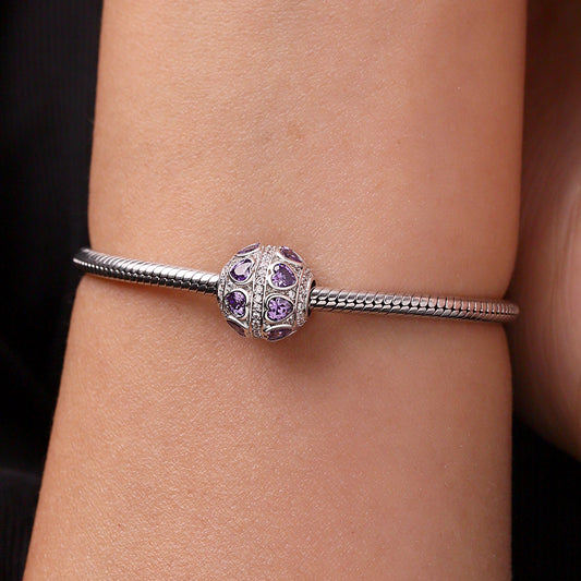 Gnoce Love Yourself Inlaid with Heart-shaped Birthstone Round Charm_5