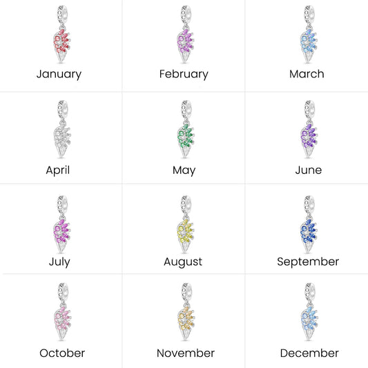 Gnoce Heaven Blessing Angel Wings Birthstone Pendant Dangle Charm_7