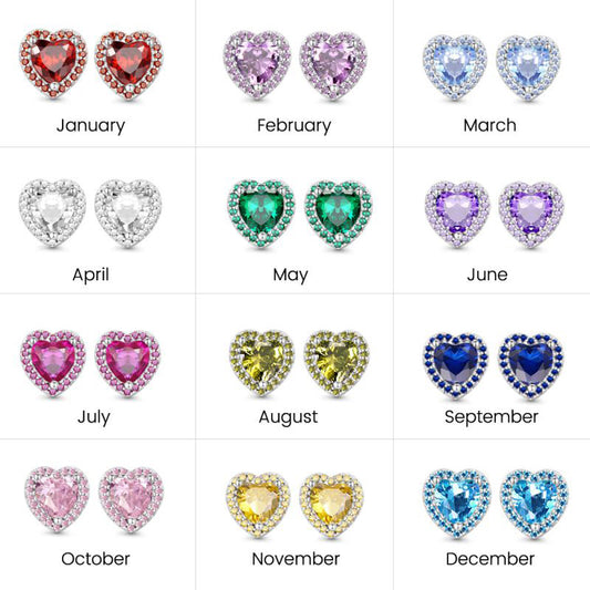 Gnoce Red Heart Birthstone Stud Earrings_5