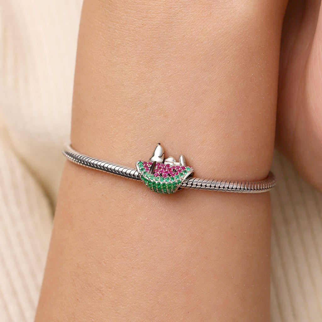 Gnoce Peanuts Lying Snoopy Watermelon Diamond Charm_6