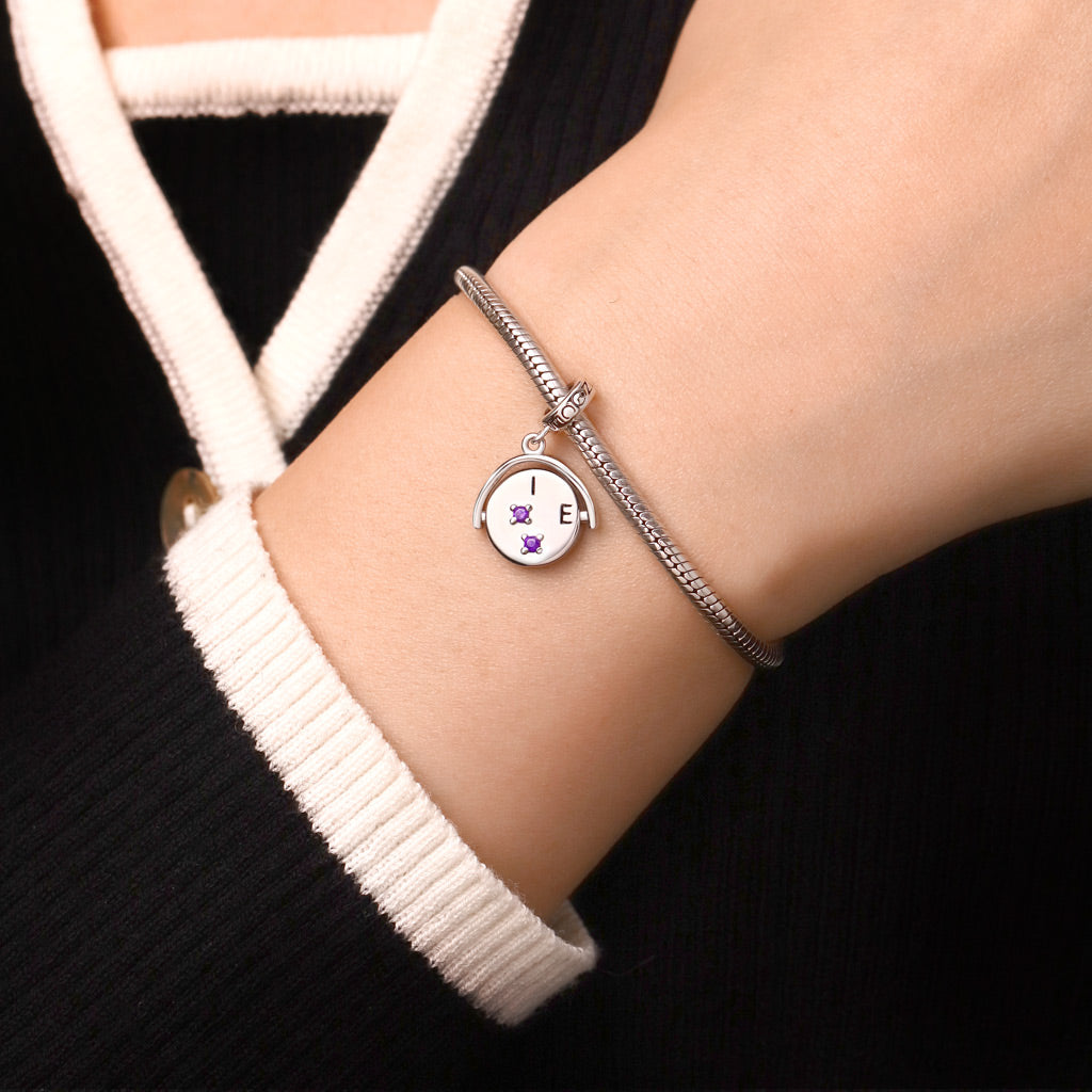 Gnoce "I love you" Vintage Spinner Birthstone Pendant Dangle Charm_7