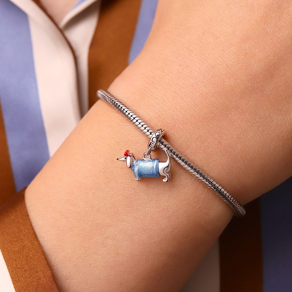 Gnoce Valentine's Day Blue Dachshund Glow-in-the-Dark Pendant Dangle Charm_7