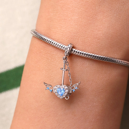 Gnoce Engravable Wounded Heart & Dagger Pendant Dangle Charm_7