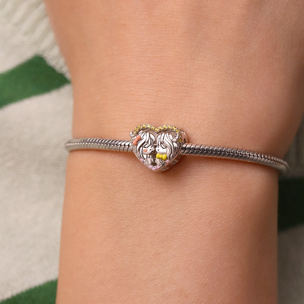 Gnoce Valentine's Day Highland Cow Couple Heart Personalized Photo Charm_5