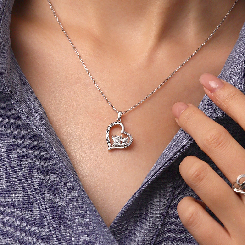 Gnoce "I love you forever" Highland Cow Heart Necklace_6