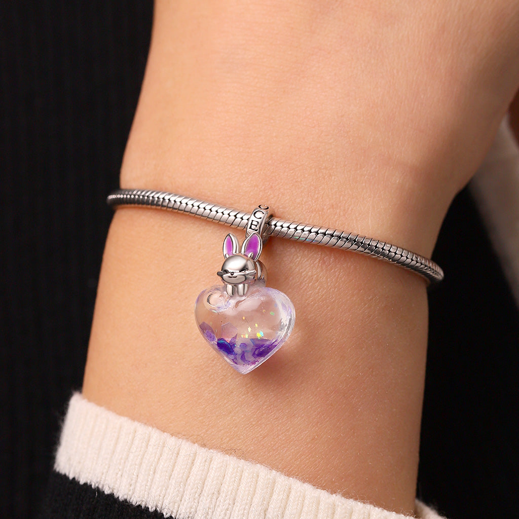 Gnoce Lying on Your Heart Glow in the Dark Easter Bunny Glitter Charm_7