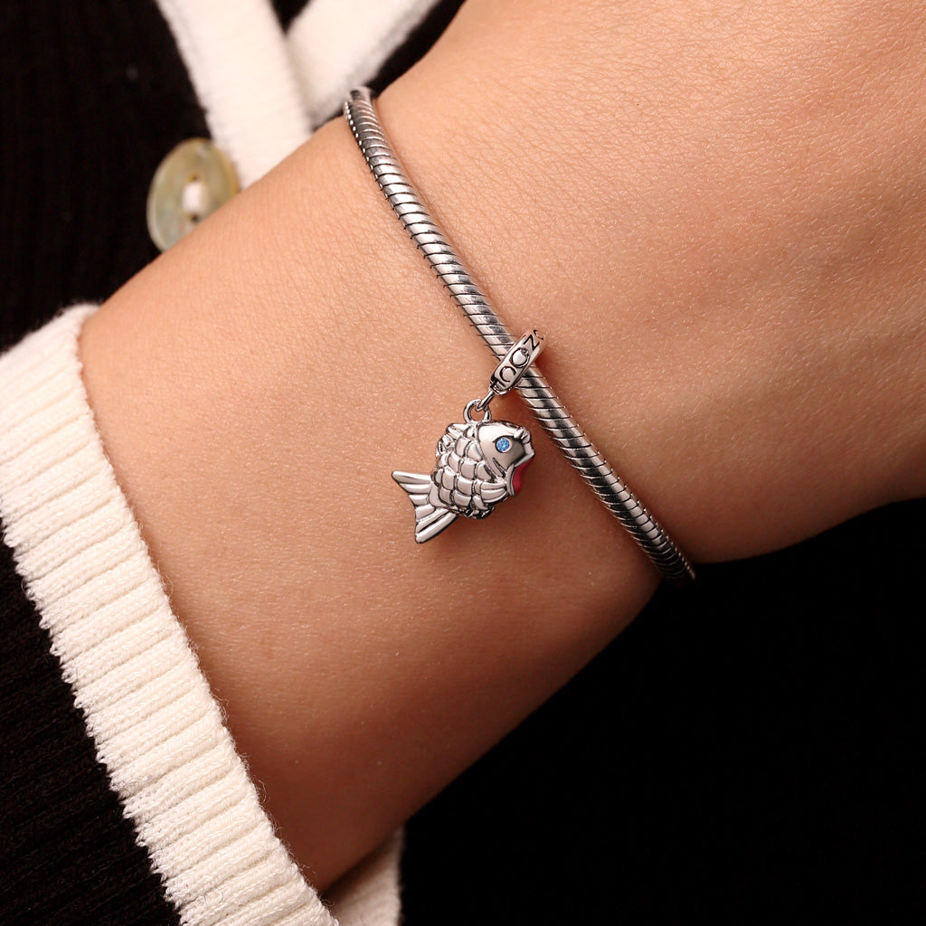 Gnoce Blue Scaled Fish Pendant Dangle Charm_6