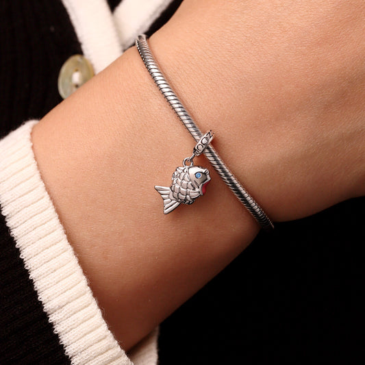 Gnoce Blue Scaled Fish Pendant Dangle Charm_6