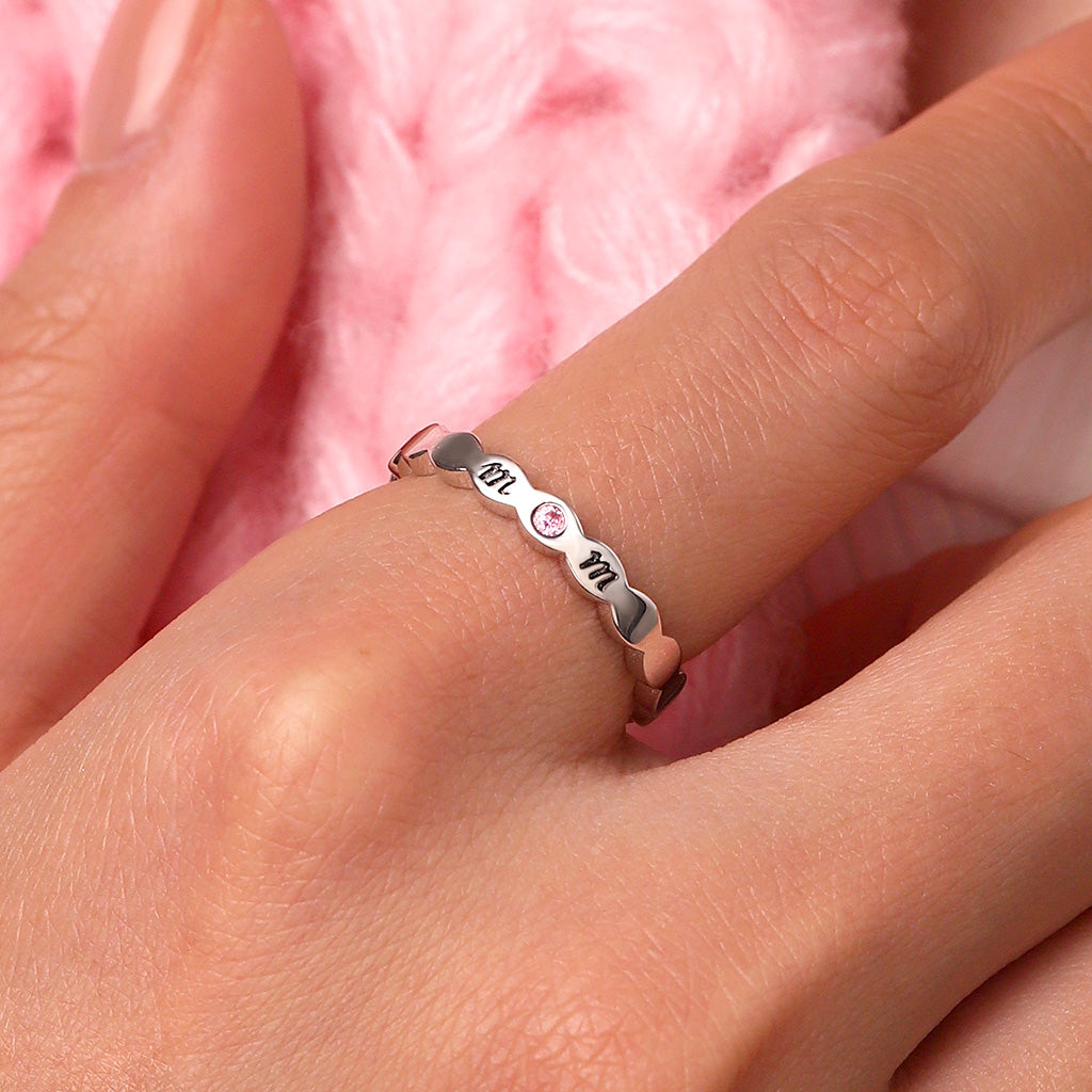 Gnoce Mom Heart Birthstone Teardrop Eternity Band Ring_6
