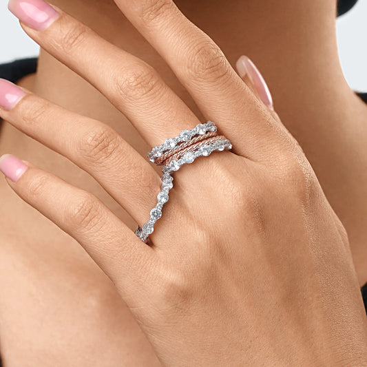 Gnoce Stackable Two-tone Paved Trio Ring Set_8