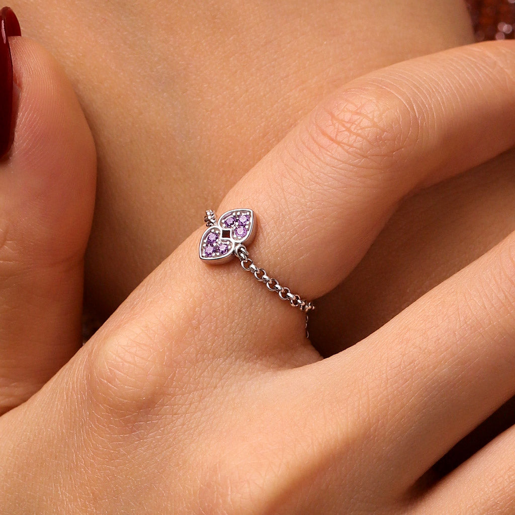 Gnoce Adjustable Chain Initial Love Ring_6