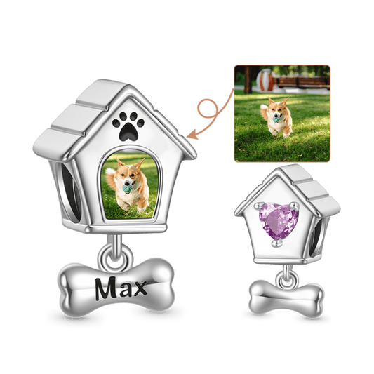 Gnoce Engravable Pet Dog House Photo Charm_2