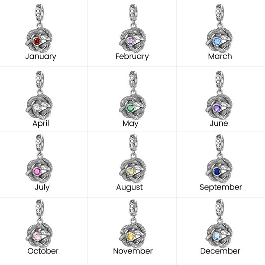 Gnoce Retro Snake Birthstone Pendant Dangle Charm_9