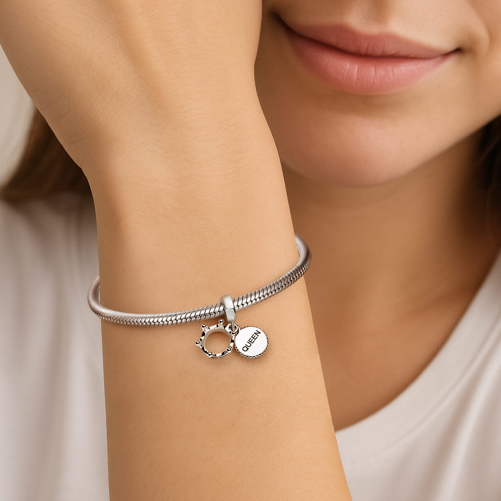 Gnoce Three Tone Queen & Regal Crown Pendant Dangle Charm_5