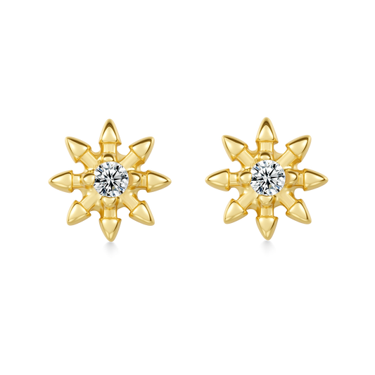 Gnoce 14K/10K Solid Gold Moissanite Spiked Star Stud Earrings_4