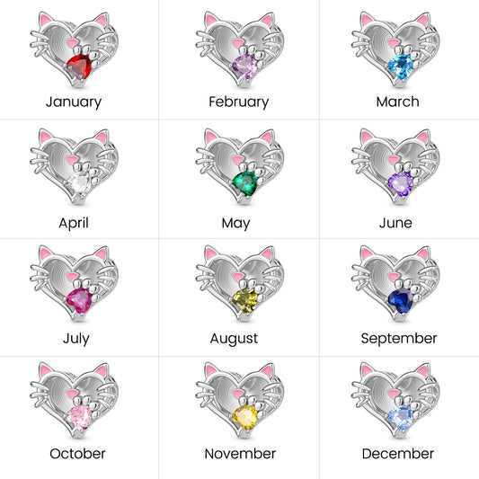 Gnoce Engravable Pet Cat Birthstone Charm_6