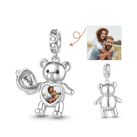 Gnoce Personalize Photo Engravable Bear Pendant Dangle Charm_1