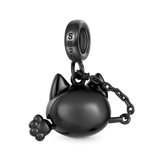 Gnoce Black Cat Wooden Fish Pendant Dangle Charm_4