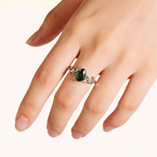 Gnoce Nature-Inspired Twig Pear-cut Engagement Ring_2