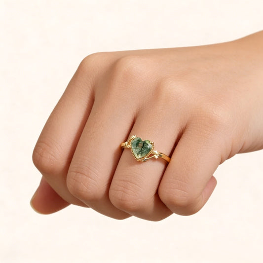 Gnoce Moss Agate Heart-cut Promise Ring_2