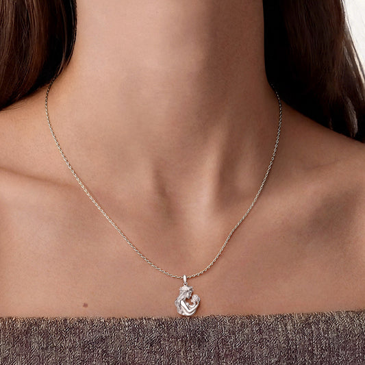 Gnoce Mother Embraces Baby Pendant Necklace_2