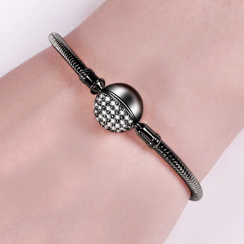Black Crystal Round Shape Bracelet Sterling Silver Black Plated_3