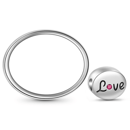 Gnoce "You Are My SunShine" Oval Photo Bead Charm Engraved With Love and Pink Inlaid Stone 925 Sterling Silver Fit For Bracelet Necklace and Choker_3
